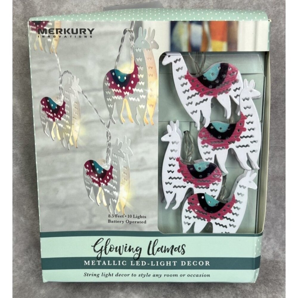 Merkury Glowing Llamas Metallic LED-Light Decor- 8.5 Ft -10 Lights Sealed New